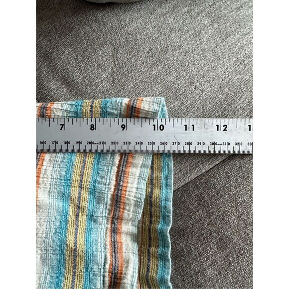 Ruff Hewn Shirt Mens XL Turquoise Tan Striped Hawaiian Button Up SS Beach - Picture 9 of 12